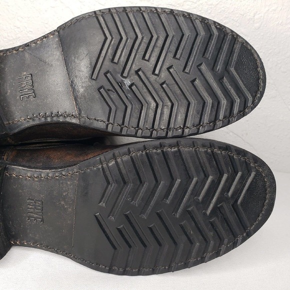 Frye Veronica Short Distressed Brown Leather Moto Boots Size 7.5 Excellent - Picture 13 of 14